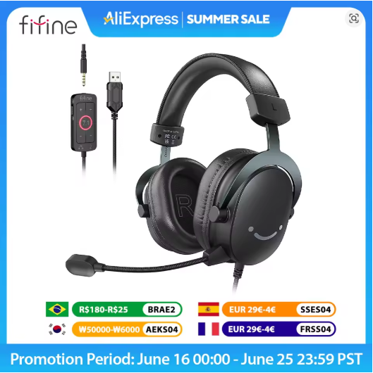 FIFINE Headset,3.5 mm jack&USB Headphone
